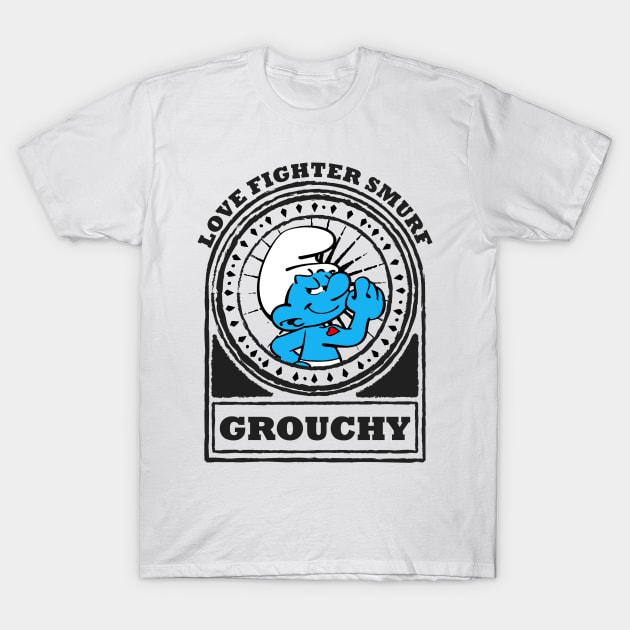 Grouchy - Love Fighter Smurf T-Shirt by penCITRAan